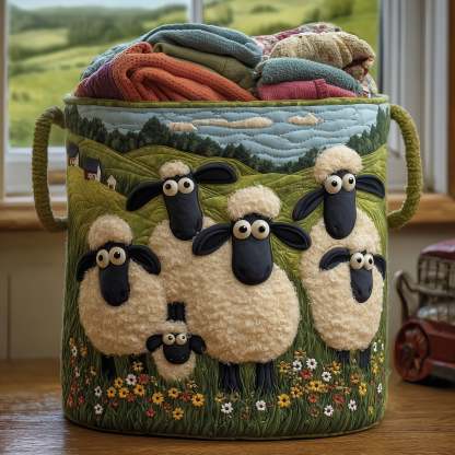 Sheep Heaven Quilted Laundry Basket GFTONL5882