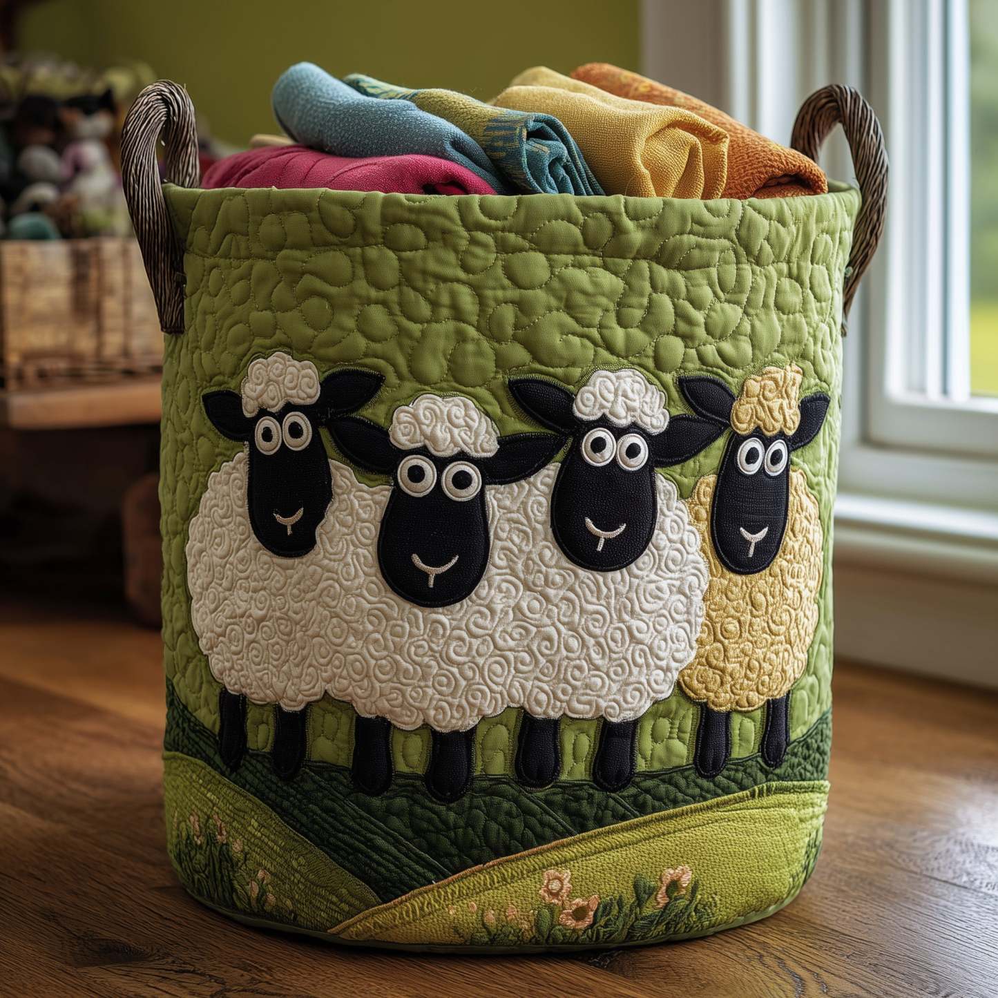 Sheep Heaven Quilted Laundry Basket GFTONL5890