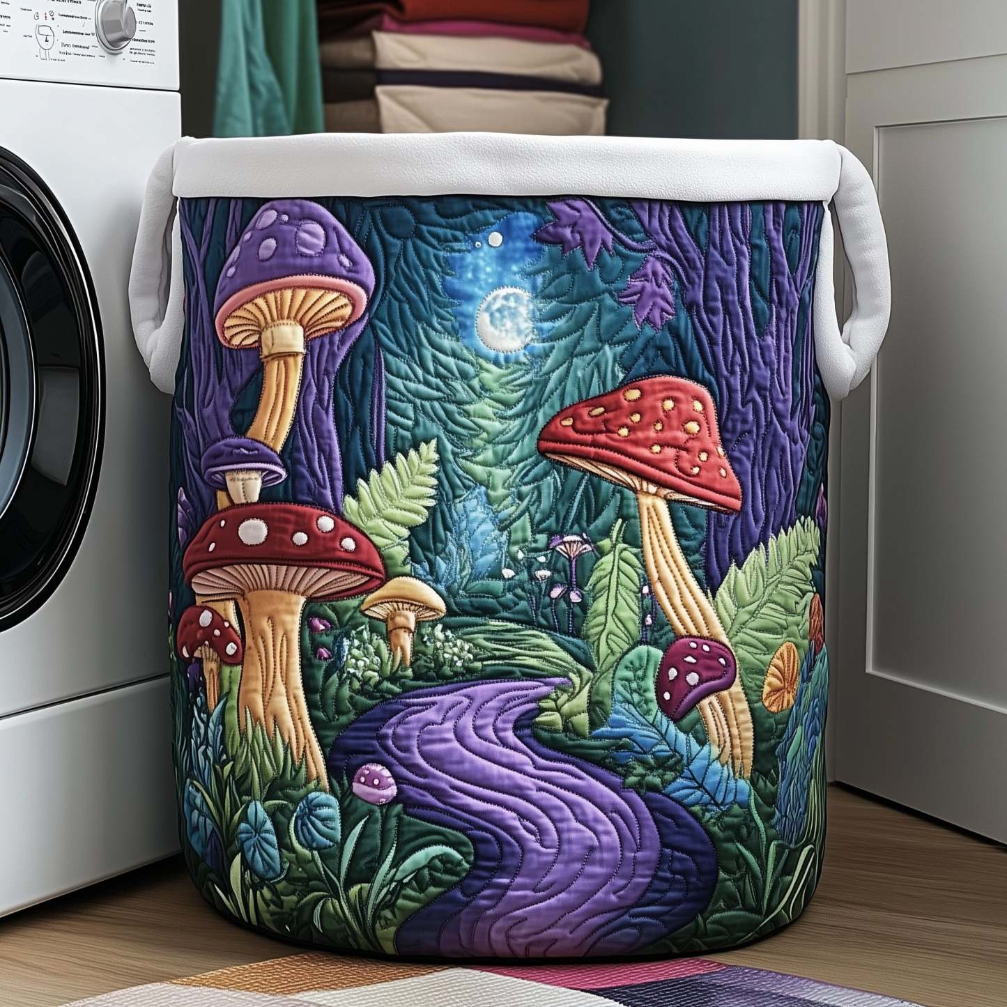 Moonlit Toadstool Quilted Laundry Basket GFTONT3158