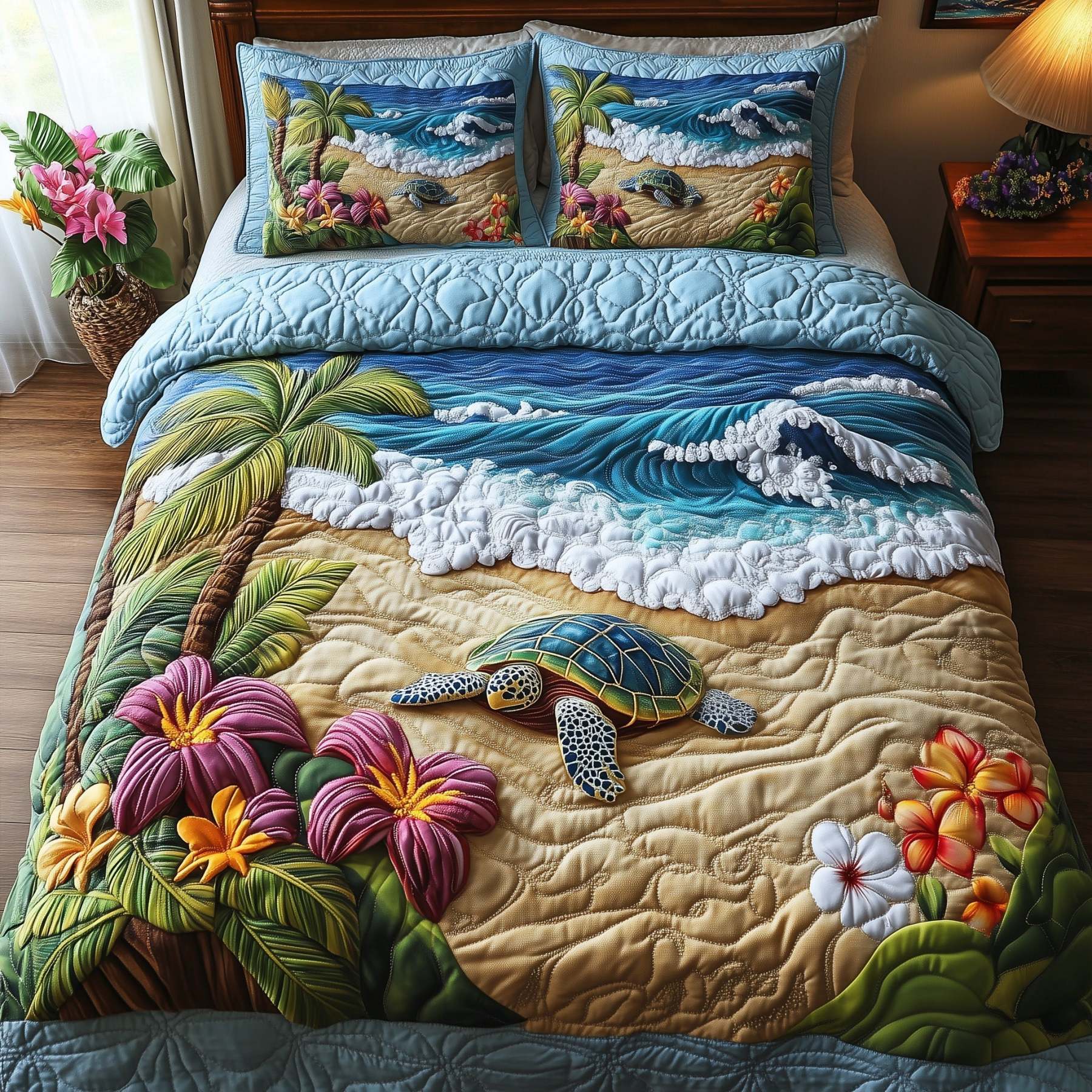 Sea Turtle Serenity 3-Piece Quilted Bedding Set GFTOTP6214