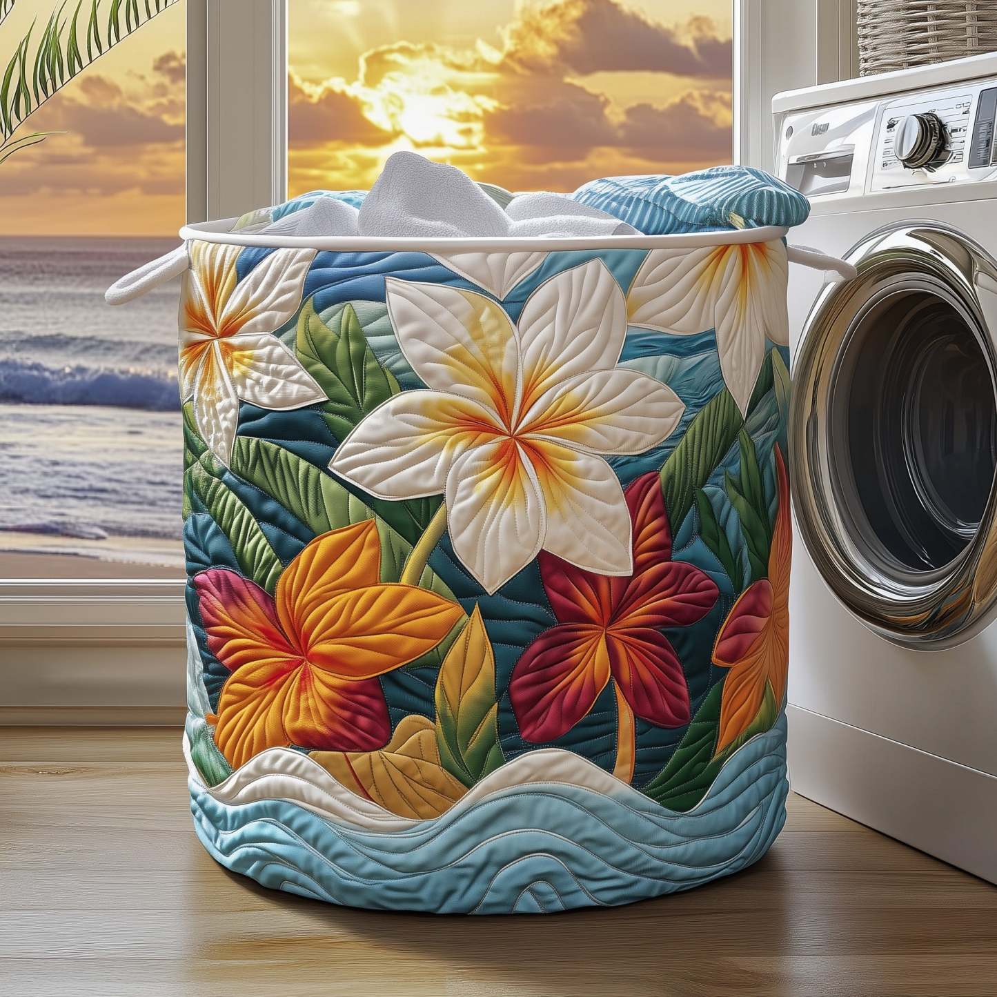 Tropical Plumeria Quilted Laundry Basket GFTOYC212