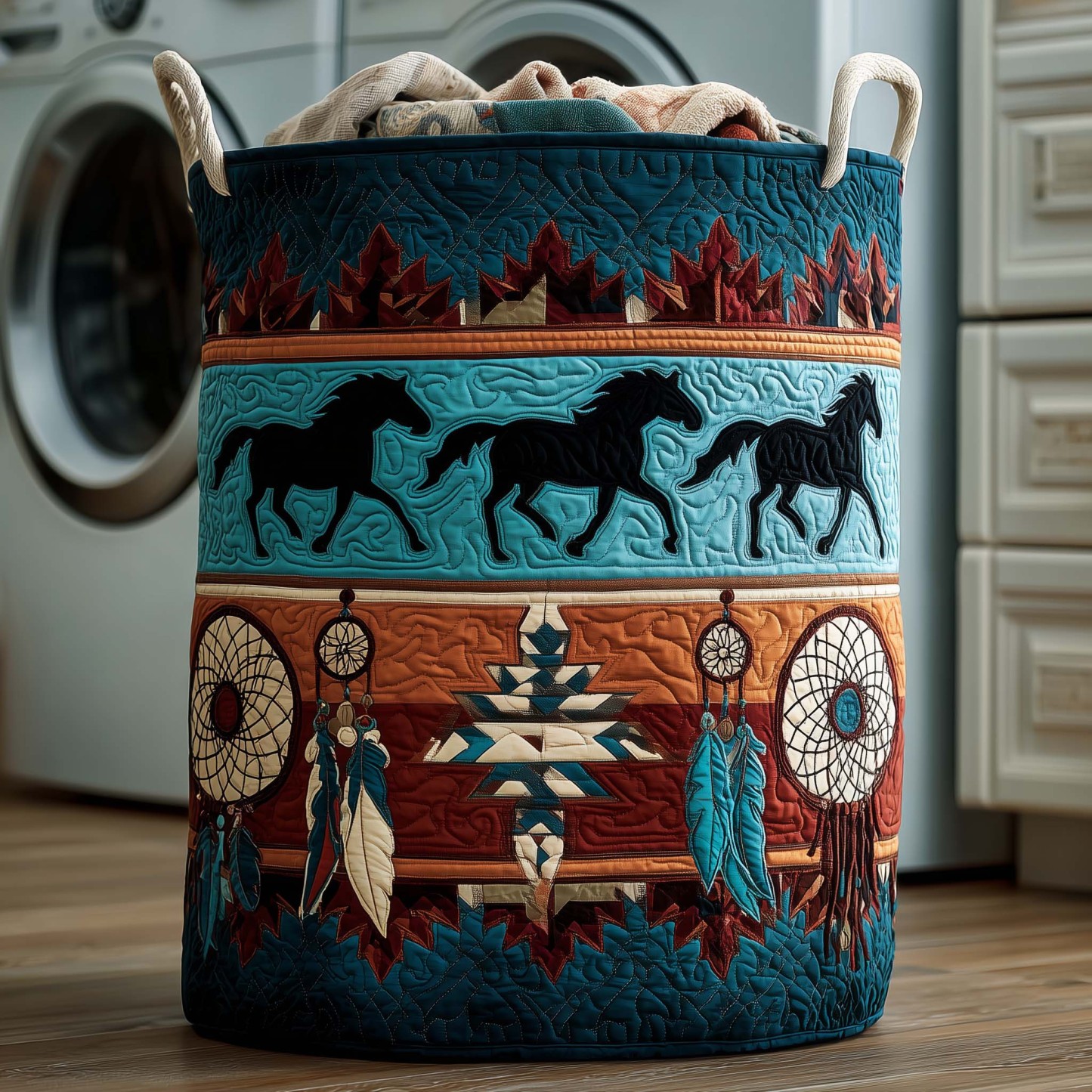 Native Horse Quilted Laundry Basket GFTOYC2667