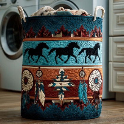 Native Horse Quilted Laundry Basket GFTOYC2667