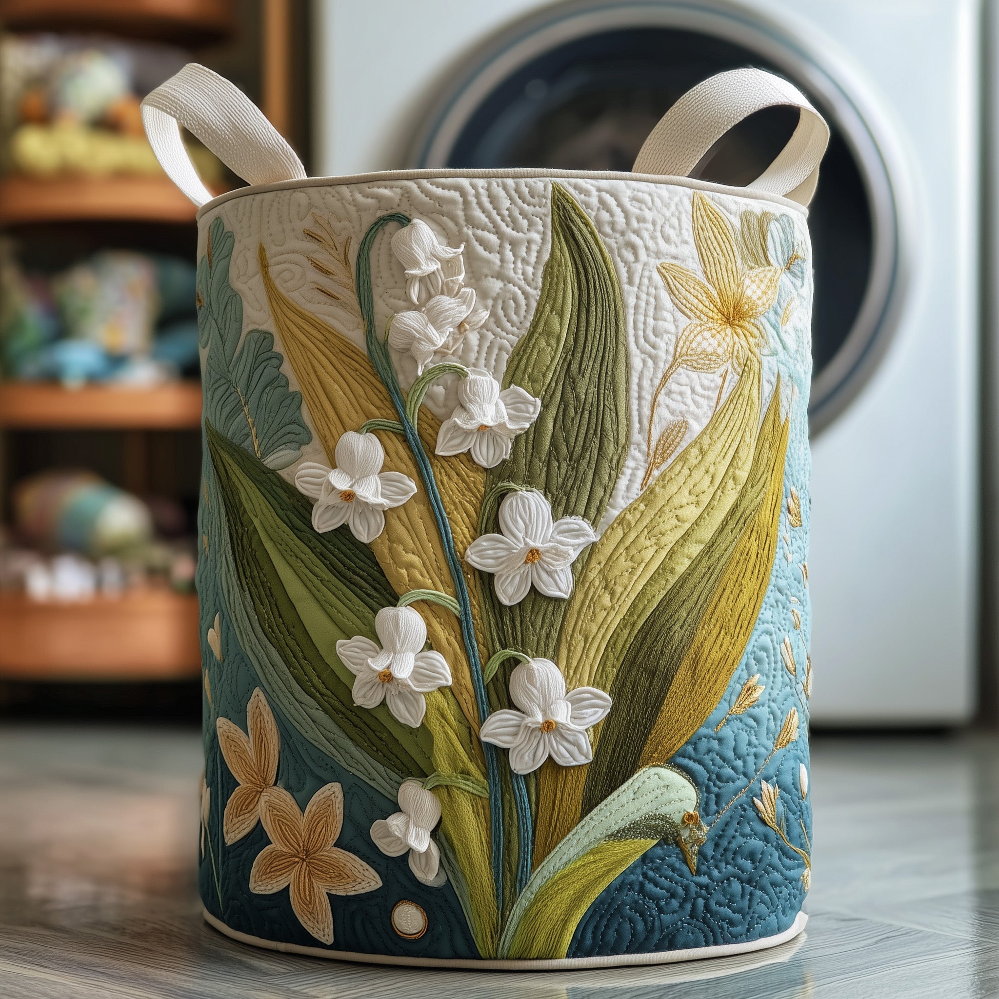 Lily of the Valley Quilted Laundry Basket GFTOYC90