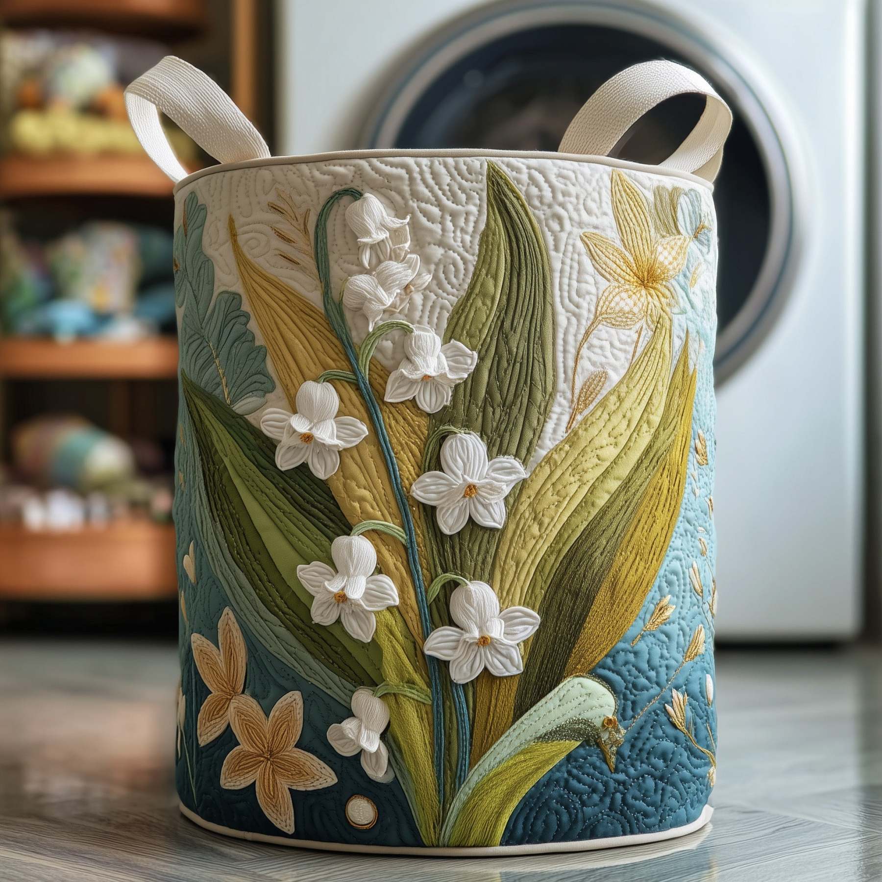 Lily of the Valley Quilted Laundry Basket GFTOYC90