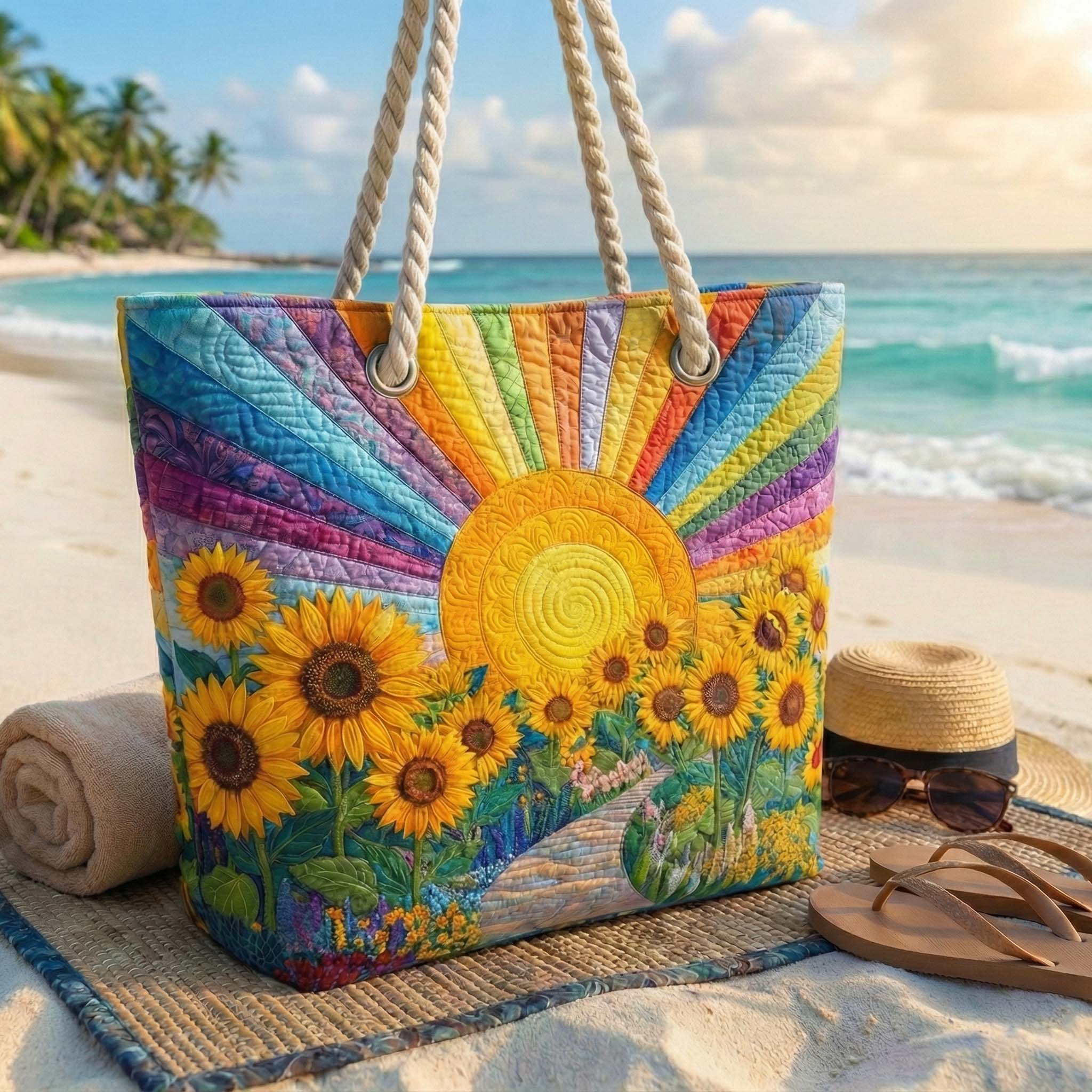 Rainbow Sun Quilted Beach Bag GFTOQM2808