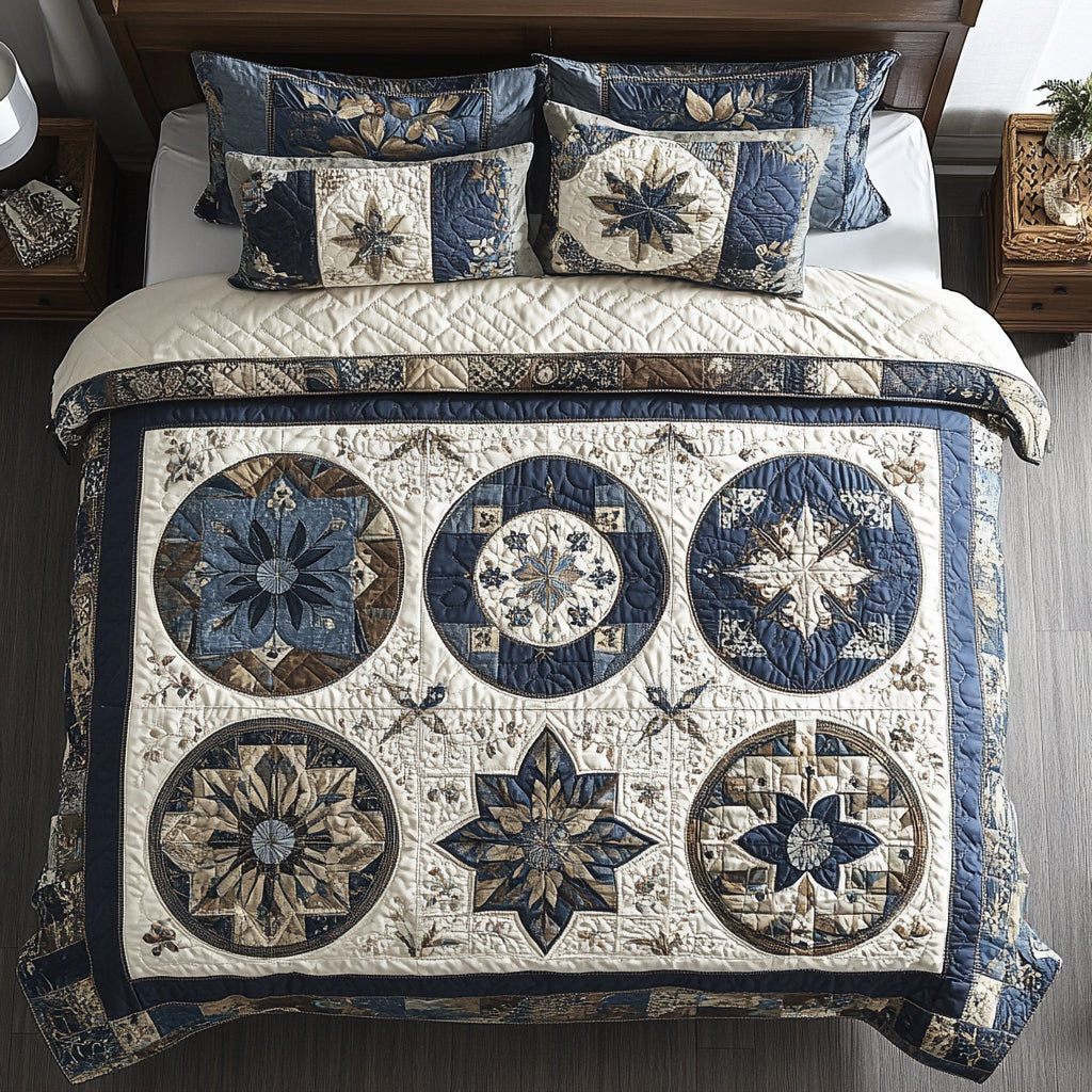 Floral Patchwork 3-Piece Quilted Bedding Set NCU0VT001