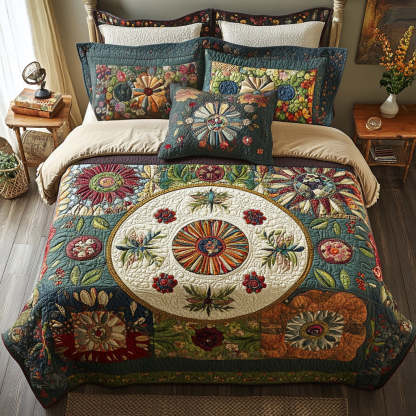 Floral Patchwork 3-Piece Quilted Bedding Set NCU0VT001