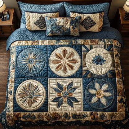 Floral Patchwork 3-Piece Quilted Bedding Set NCU0VT001