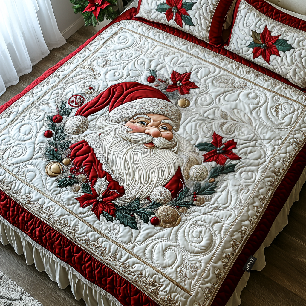 Santa Holiday Cheer Quilted Bedding Set NCU0DV1740