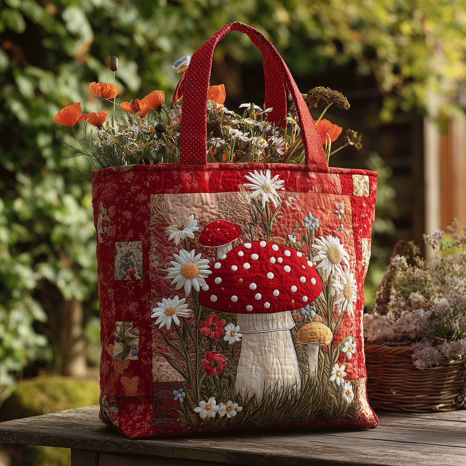 Groovy Mushroom Magic Quilted Tote Bag