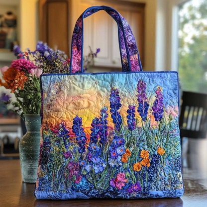 Bluebonnet Garden Song Quilted Tote  Bag