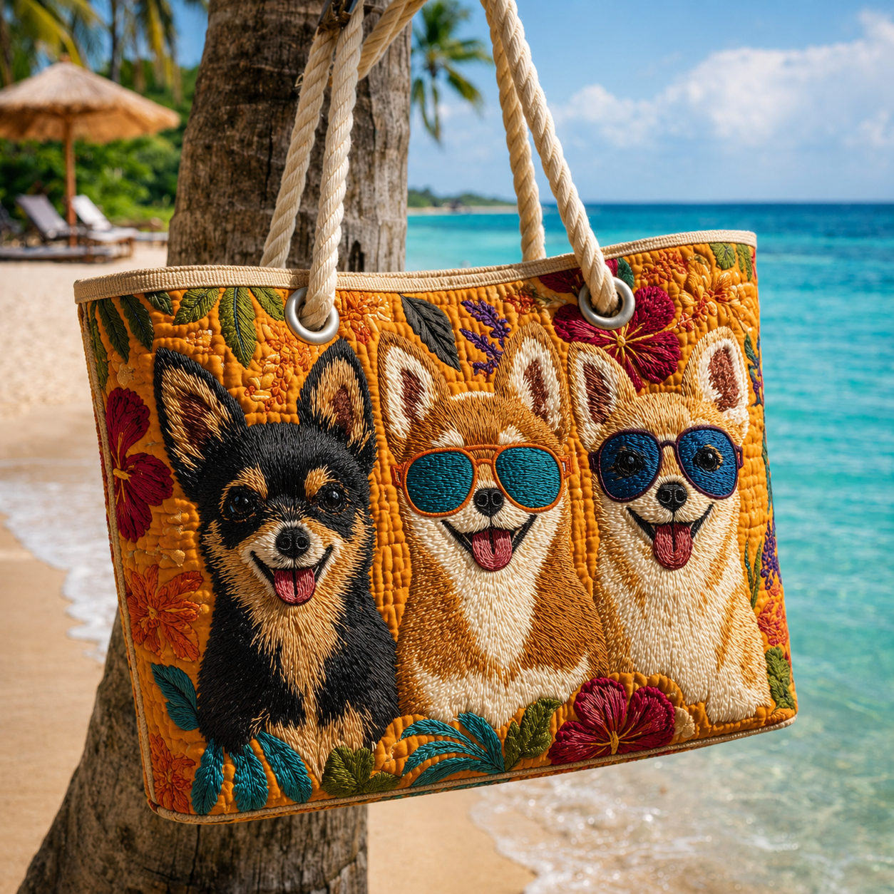 Sunny Dog Crew Quilted Beach Bag GFTOQA1561