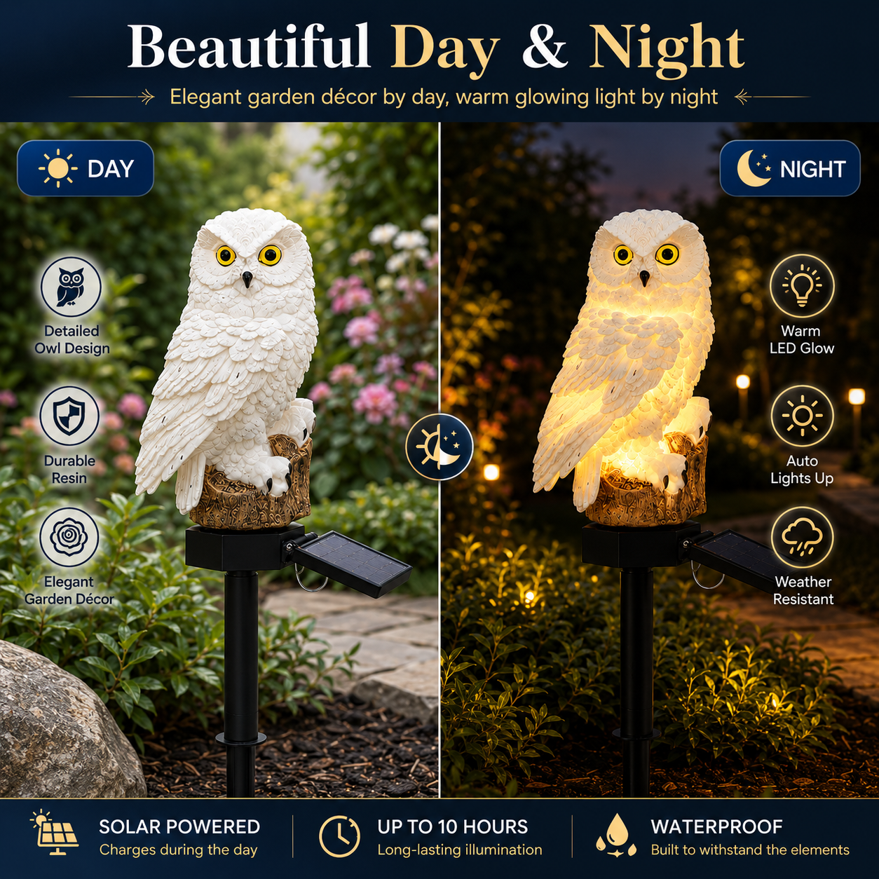Waterproof Solar Owl Light – LED Pathway Light for Lawn, Garden & Outdoor Decor