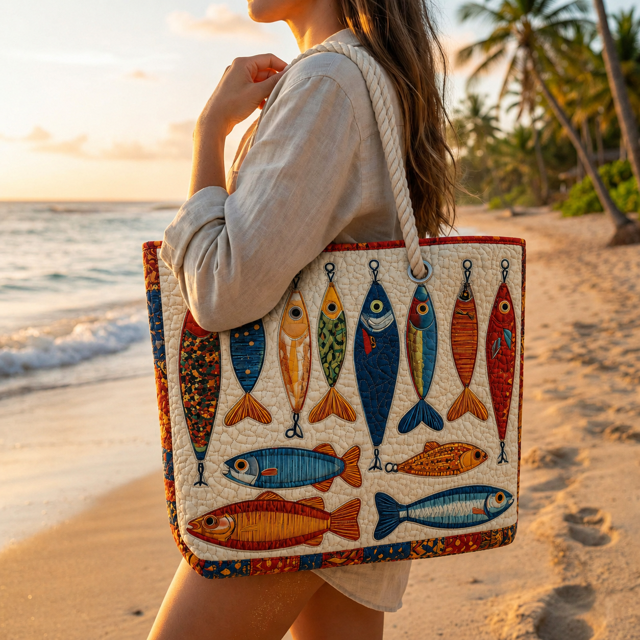 Coastal Fish Lures Quilted Beach Bag GFTOQA1567