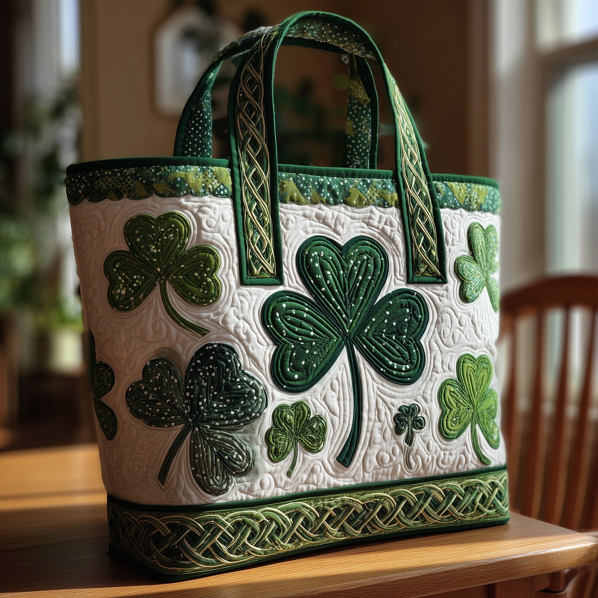 Irish Shamrock Quilted Tote Bag GFTOTP9131