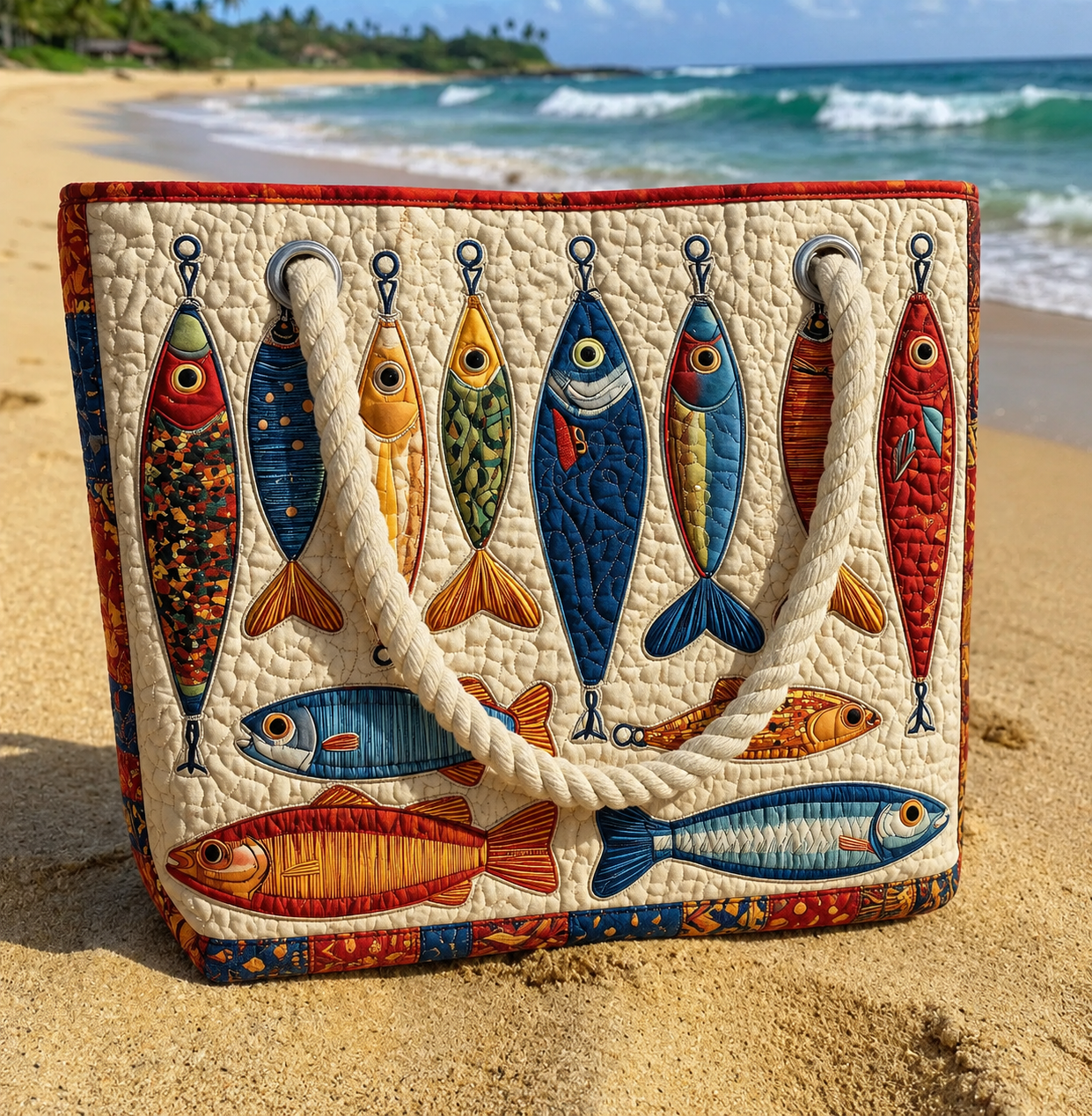 Coastal Fish Lures Quilted Beach Bag GFTOQA1567