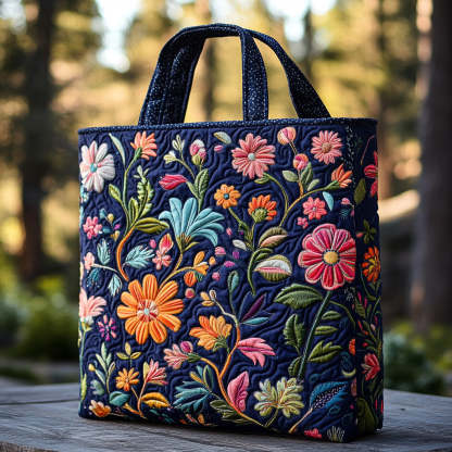 Wild Bloom Quilted Tote  Bag