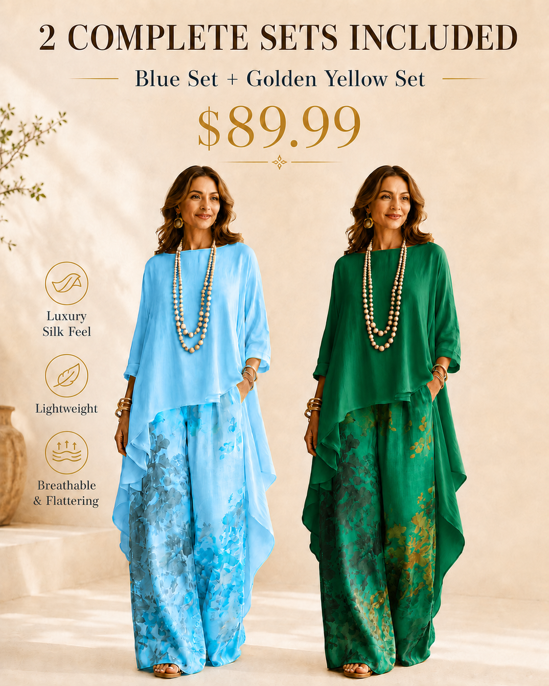 🎉Anniversary Offer 50% OFF— Elegant Artistic Floral Print Two-piece Set