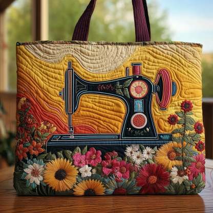 Artistic Sewing Machine Quilted Tote Bag GFTOHD8318