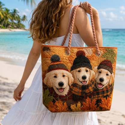 Autumn Puppy Trio Quilted Beach Bag GFTOQA1560