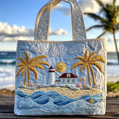 Lighthouse Breeze Quilted Tote  Bag