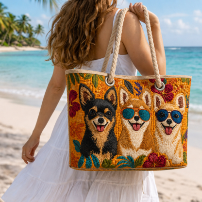 Sunny Dog Crew Quilted Beach Bag GFTOQA1561