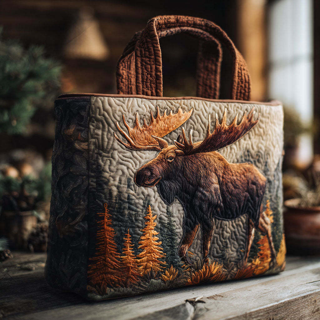 Midnight Moose Quilted Tote Bag