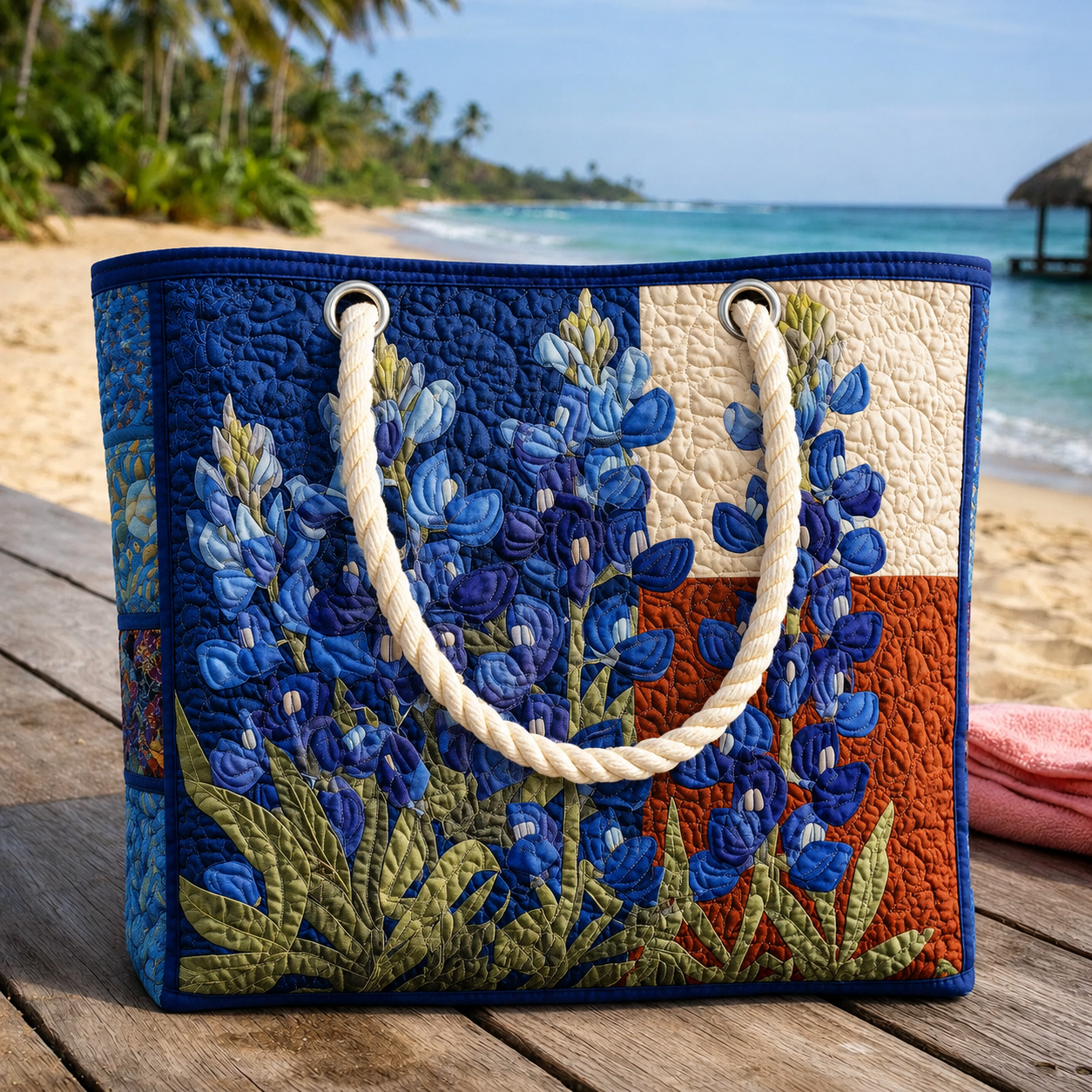Bluebonnet Bloom Quilted Beach Bag GFTOQA1542