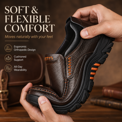⏰Limited Time Offer--50% OFF 🎉Men's waterproof and non-slip soft insole corrective leather shoes