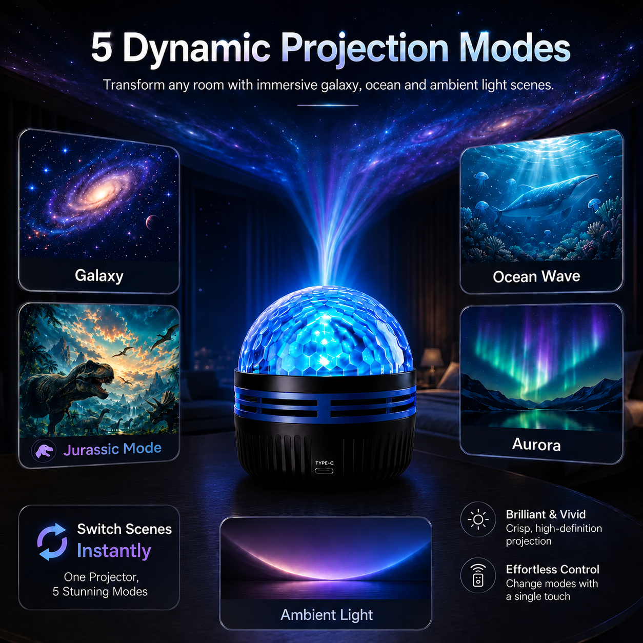 🌌5DMini Galaxy Star Projector🧸