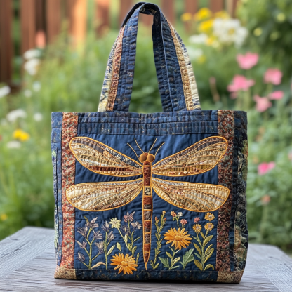 Nature Dragonfly Quilted Tote  Bag