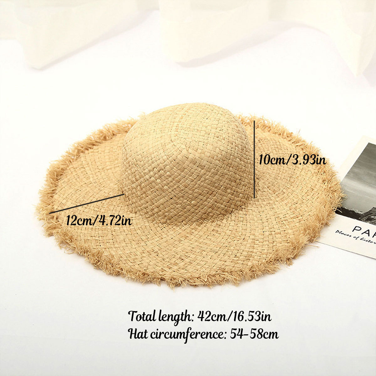 Custom Name Embroidered Straw Sun Hat - Personalized Frayed Brim Beach Hat with Ribbon - Summer Vacation Accessory