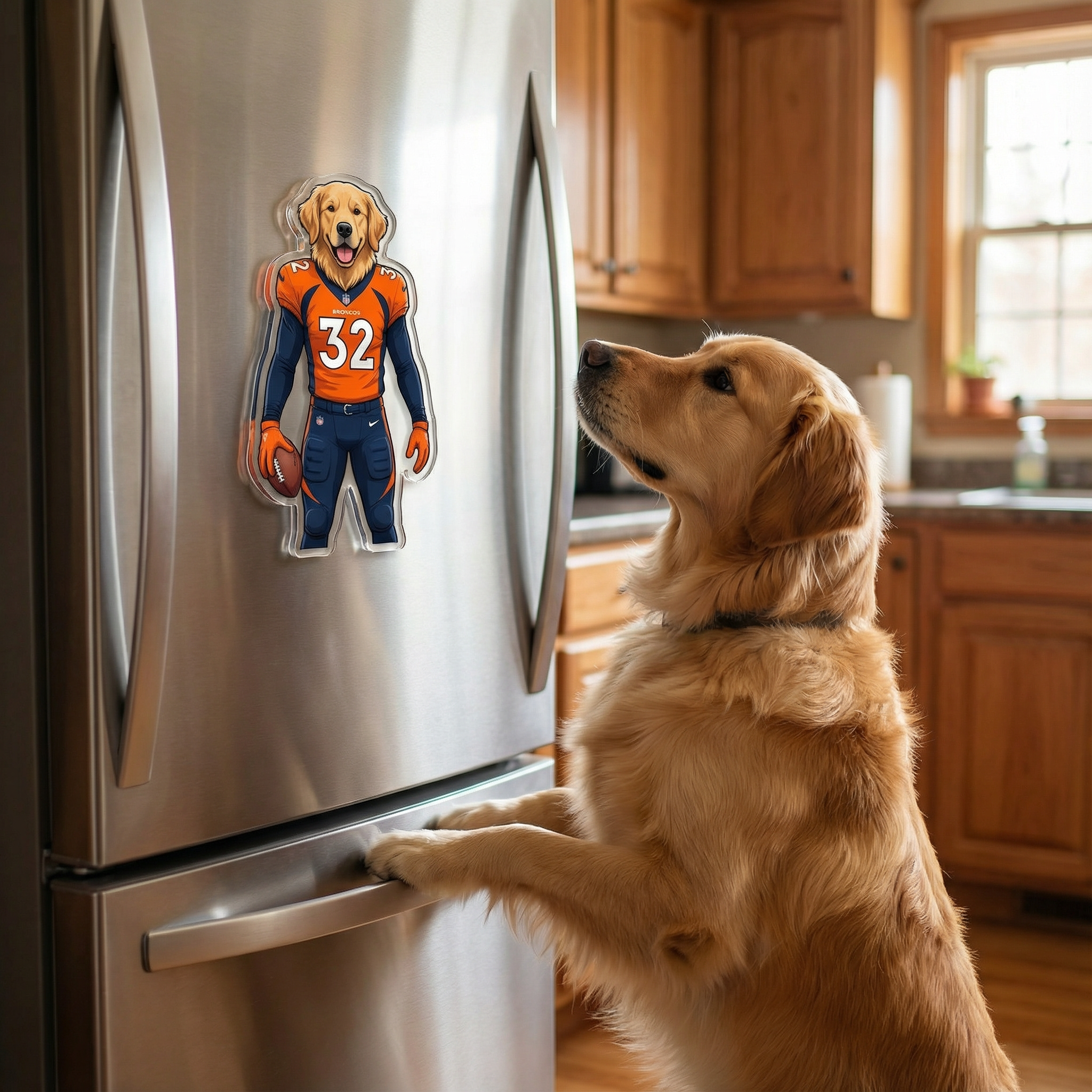 Custom Pet All-Star: Personalized American Football Acrylic Fridge Magnets - Turn Your Pet into an MVP (Set of 9 Action Poses)