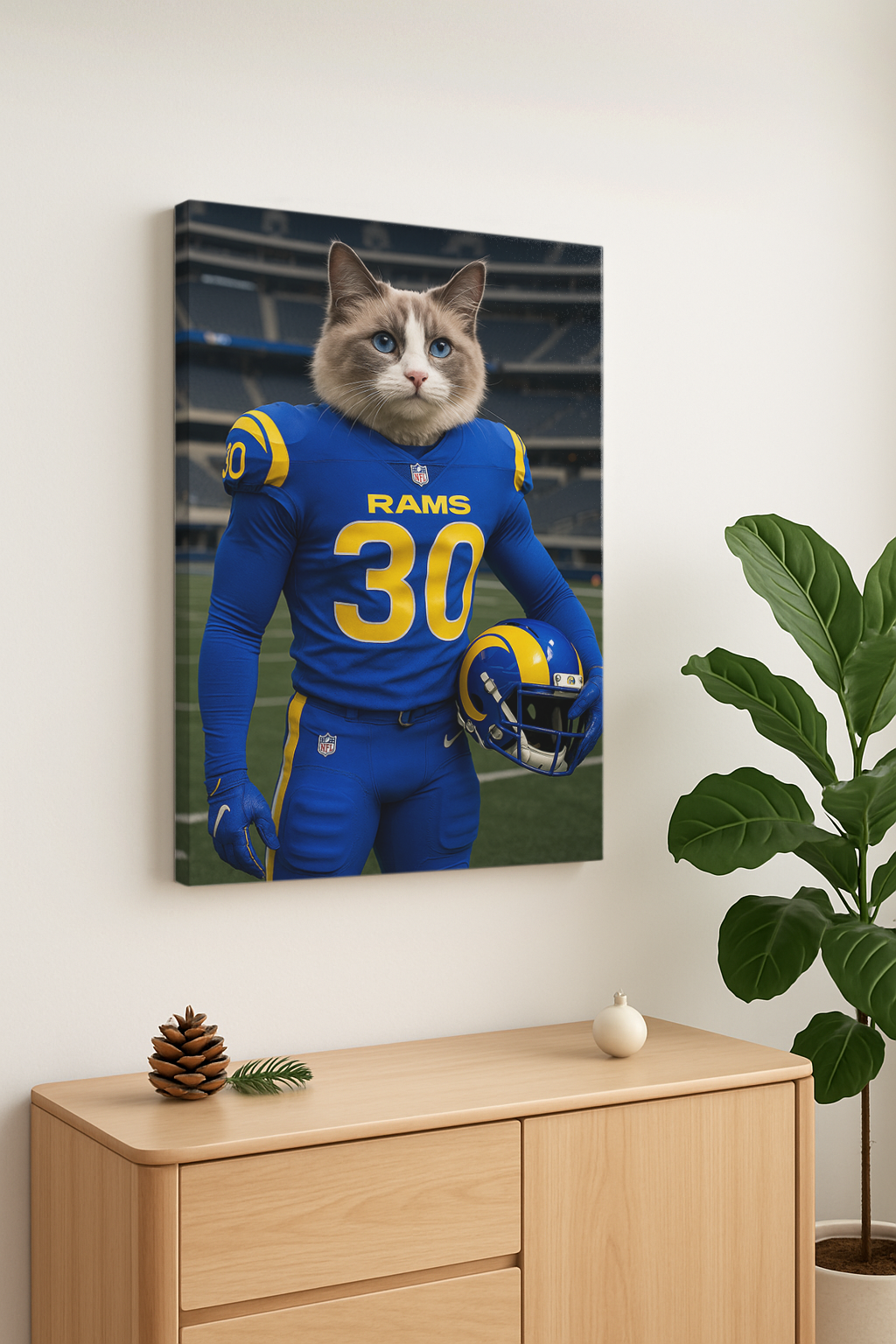 Hand-Painted Custom American Football Cat Portraits 🏈