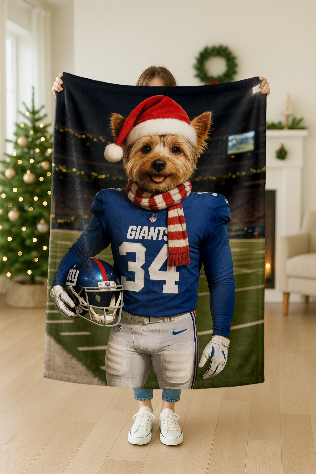 Christmas Hand-Painted Custom American Football Pets Blankets🎄🏈