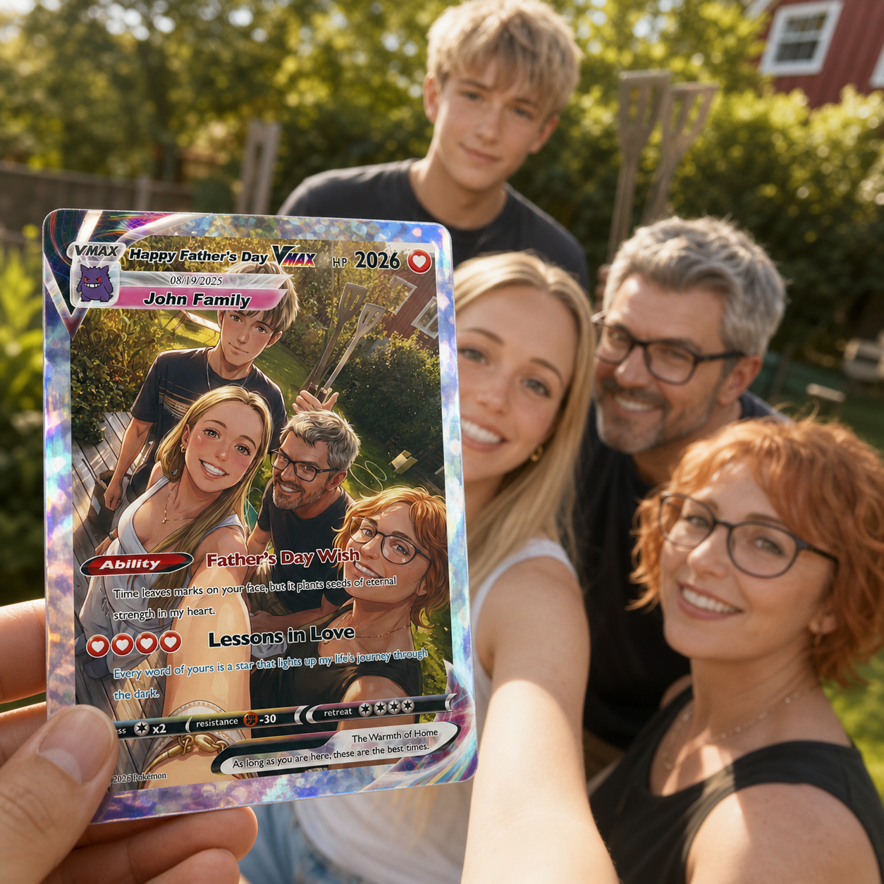 "Our Story, Captured Forever" — Custom Family Anime VMAX Card - Personalized Anniversary Family Gift