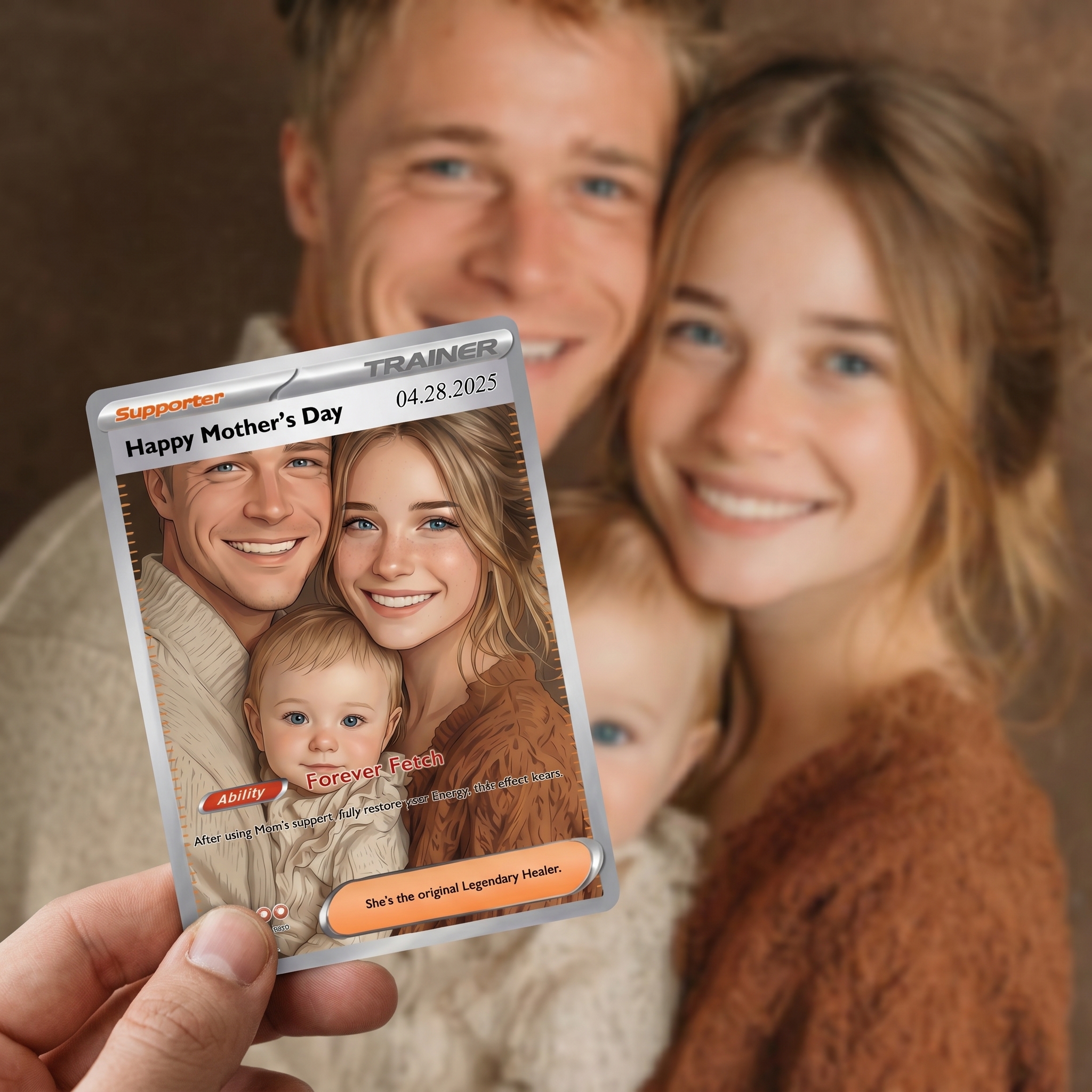 Turn Mom Into a Legendary Supporter Card - Personalized Mother's Day Anime Gift | Custom TCG Trainer Portrait Keepsake