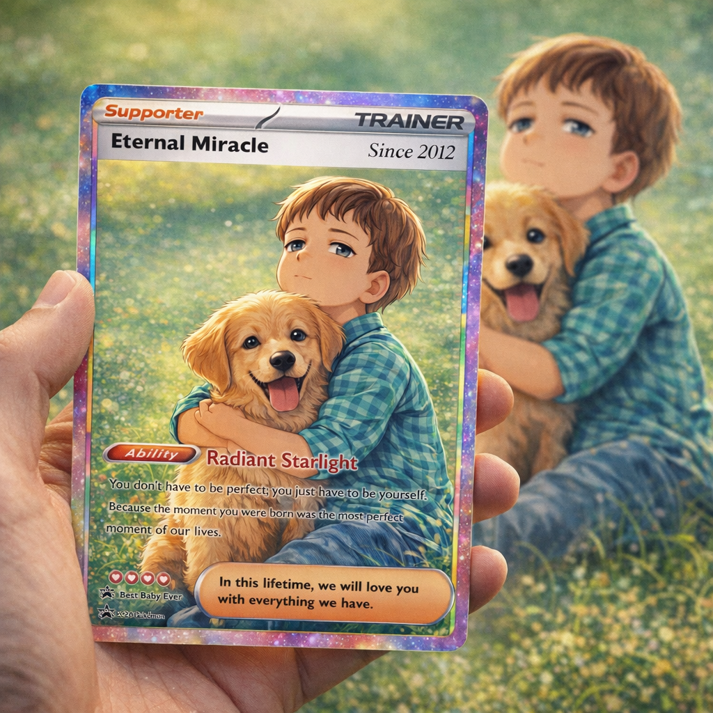 Turn Your Child's Milestone Into a Legendary Card - Custom Anime Baby & Child Portrait Gift | Personalized TCG Trainer Keepsake