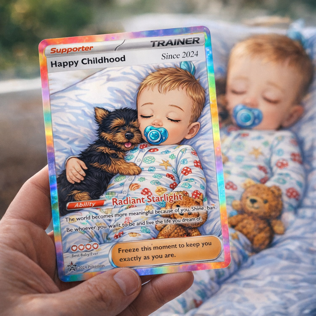 Turn Your Child's Milestone Into a Legendary Card - Custom Anime Baby & Child Portrait Gift | Personalized TCG Trainer Keepsake