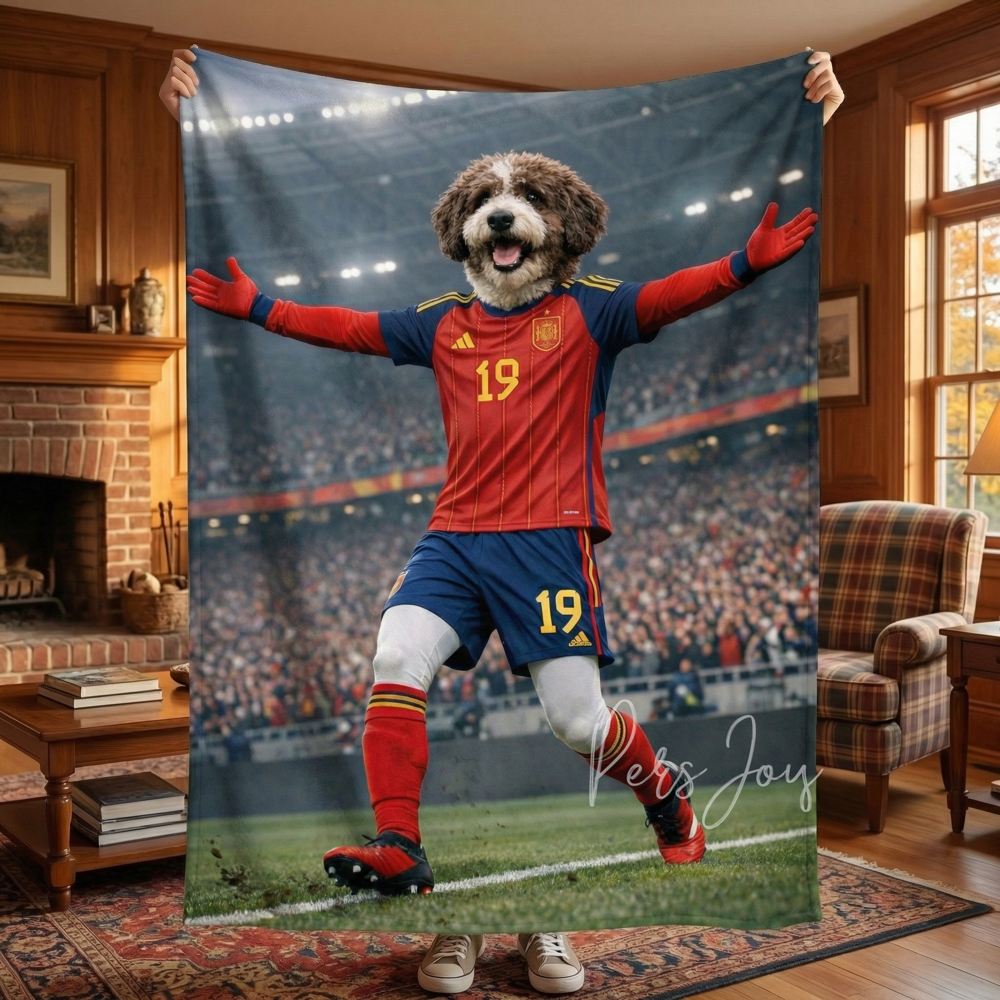 Custom Pet Soccer Blanket | World Cup National Team Style | Personalized Dog & Cat Photo Fan Gift
