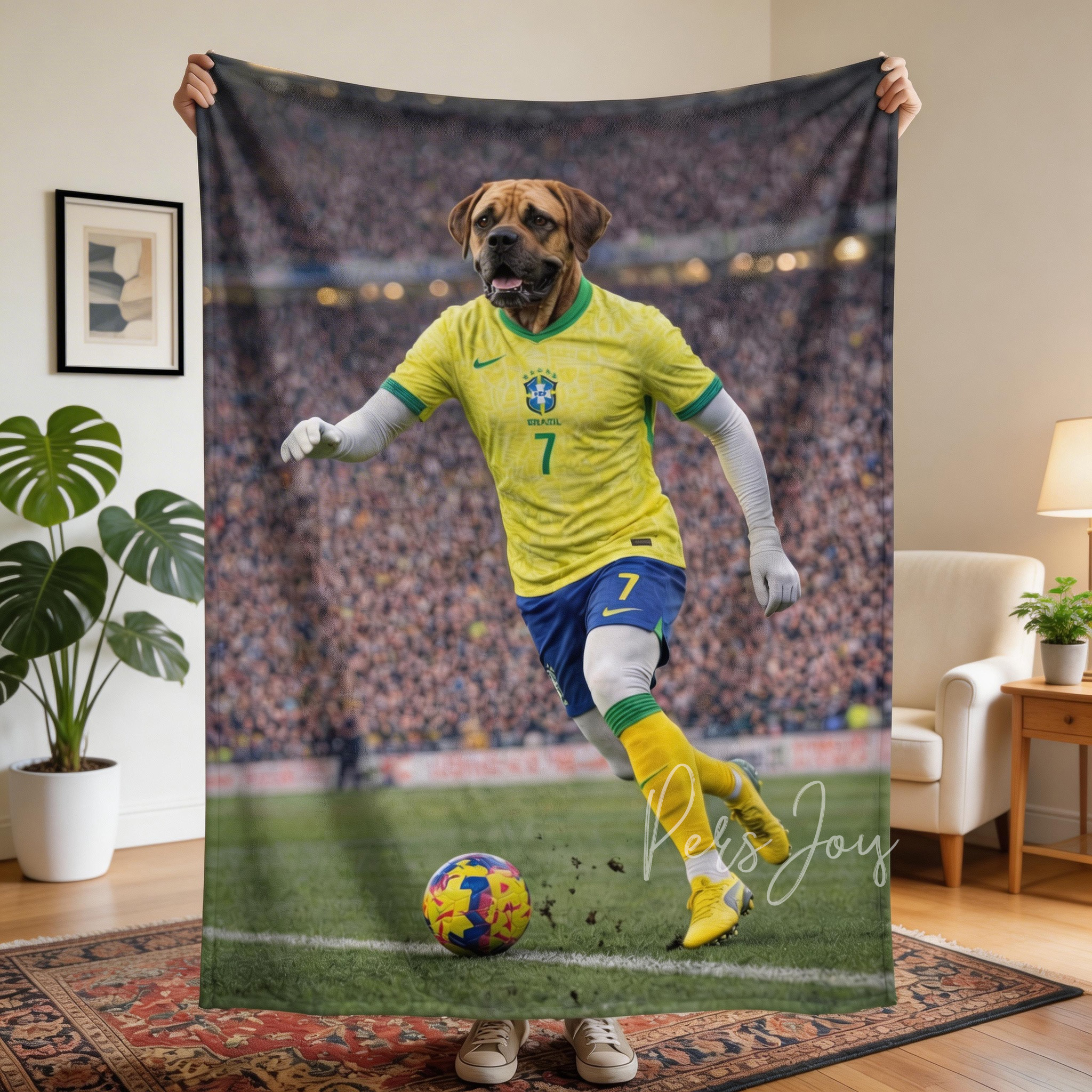 Custom Pet Soccer Blanket | World Cup National Team Style | Personalized Dog & Cat Photo Fan Gift