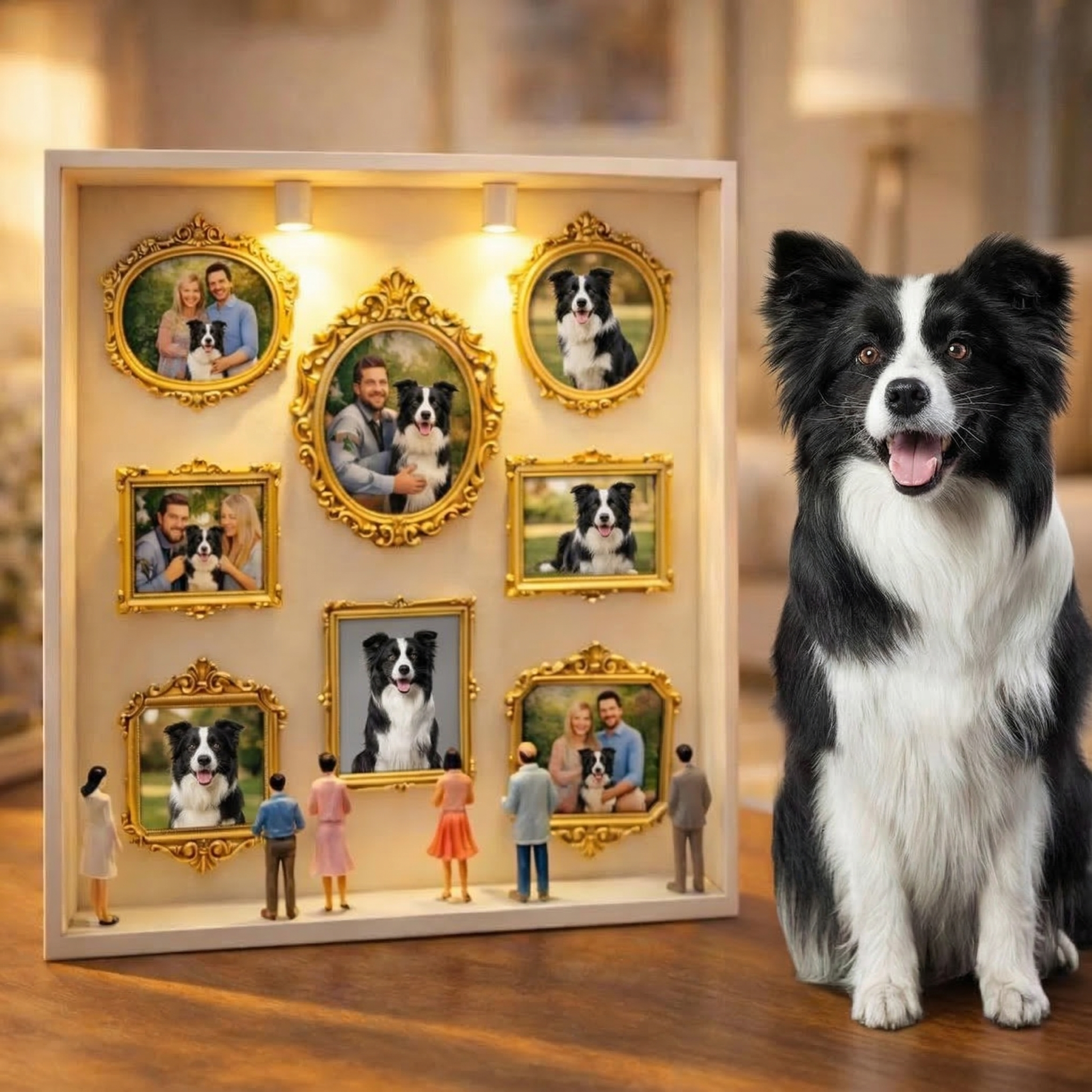 Personalized 3D "Mini Museum" Shadow Box - Custom LED Art Gallery Photo Frame Gift for Couples, Family & Pet Lovers