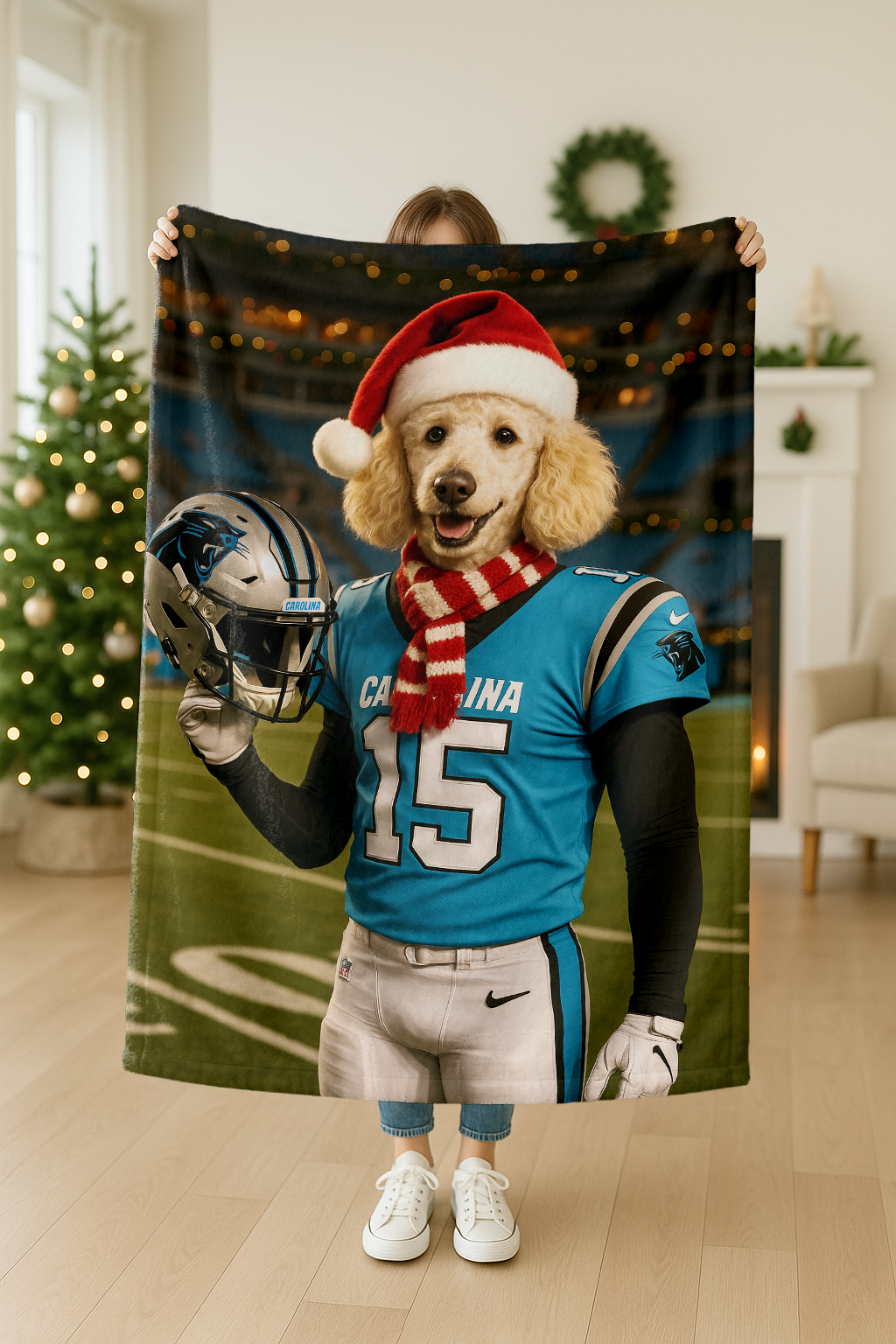 Christmas Hand-Painted Custom American Football Pets Blankets🎄🏈