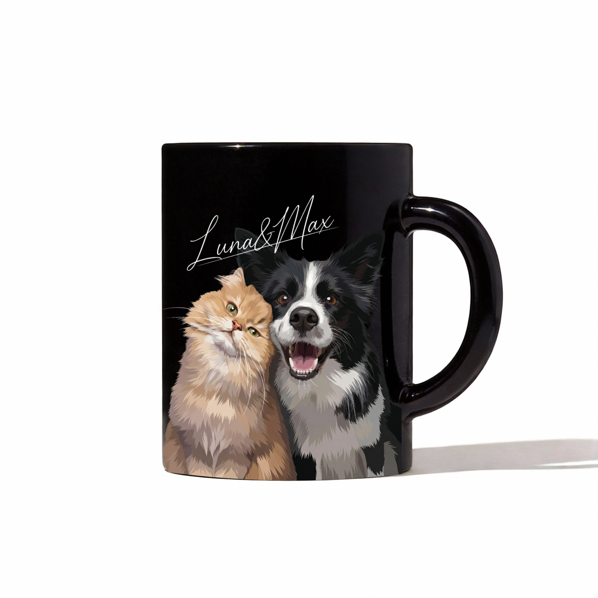 The Icon Series: Custom Art Pet Portrait Mug | Sleek Black Finish