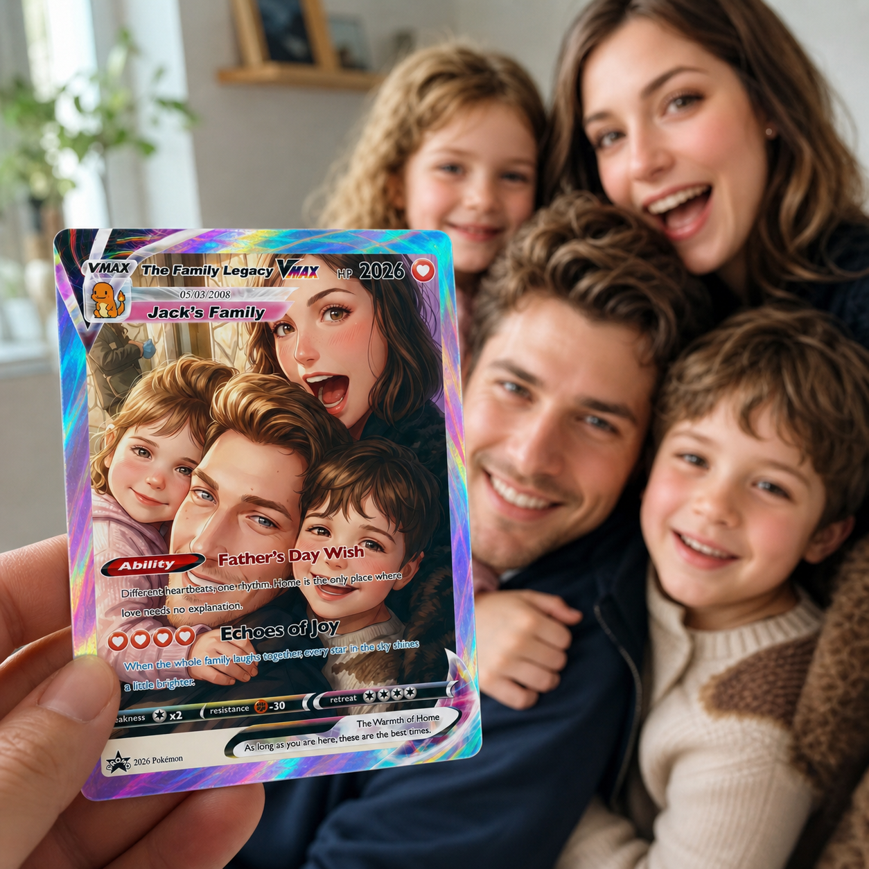 "Our Story, Captured Forever" — Custom Family Anime VMAX Card - Personalized Anniversary Family Gift