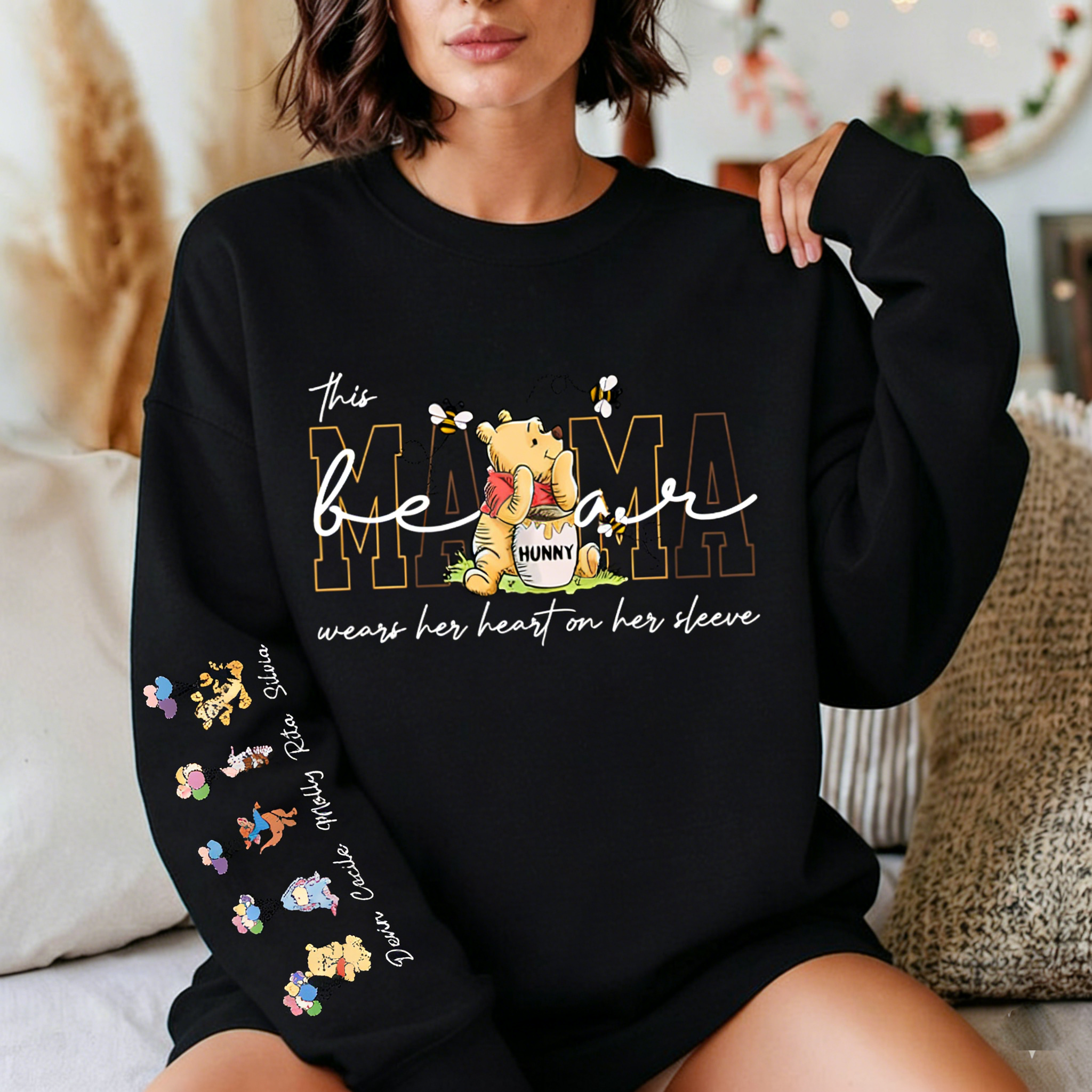 Custom Mama Bear Sweatshirt With Kids Names - Personalized Mother's Day Gift