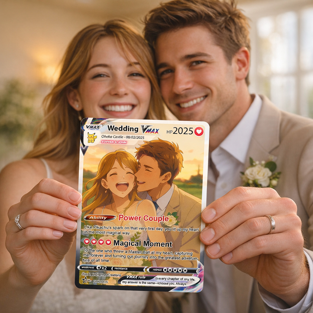 Turn Your Photo Into a Custom Trading Poke Card - Personalized Anniversary Poke Card Gift