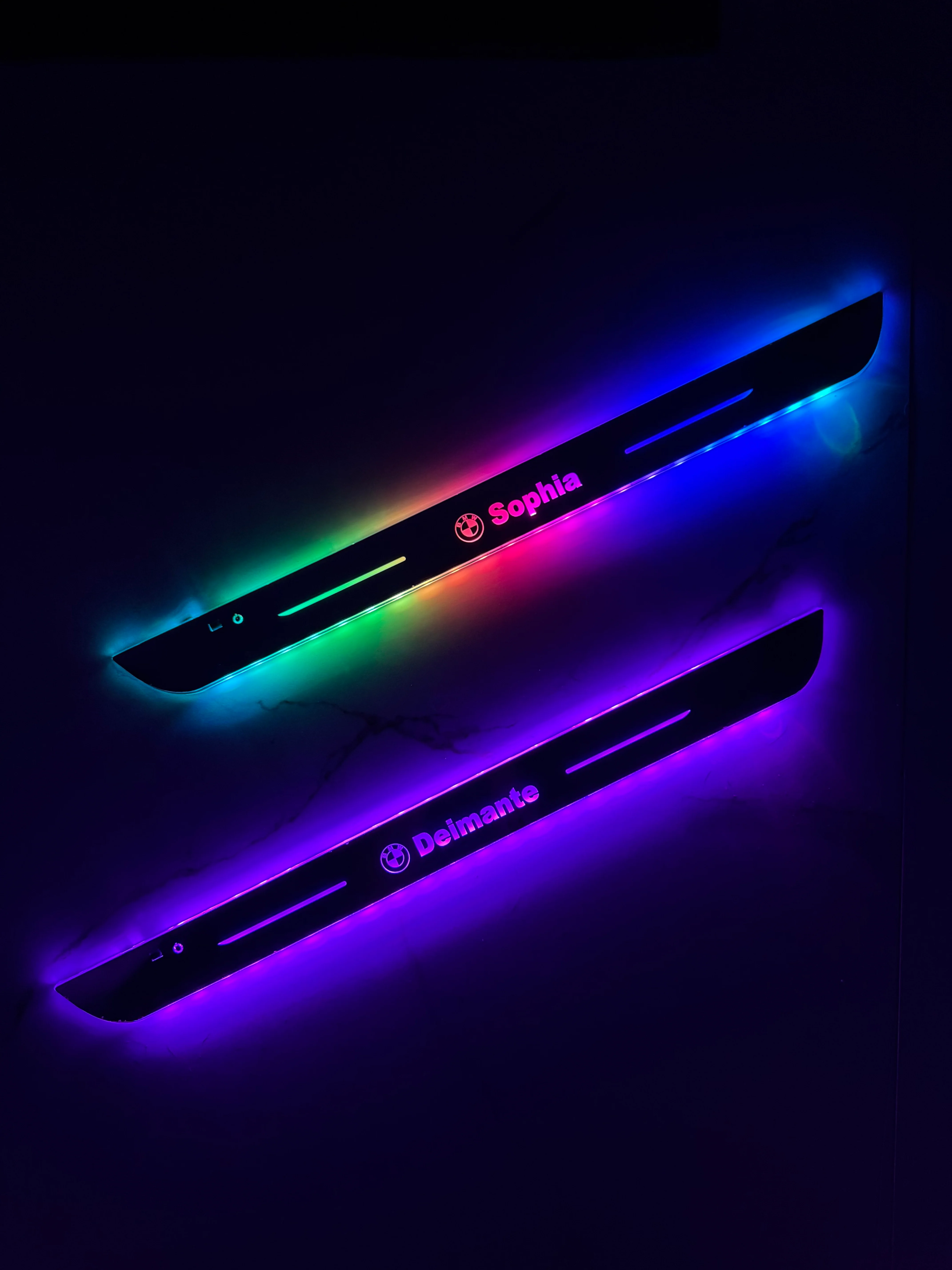 Custom Personalized LED Car Door Sill Lights | Wireless RGB Welcome Scuff Plates