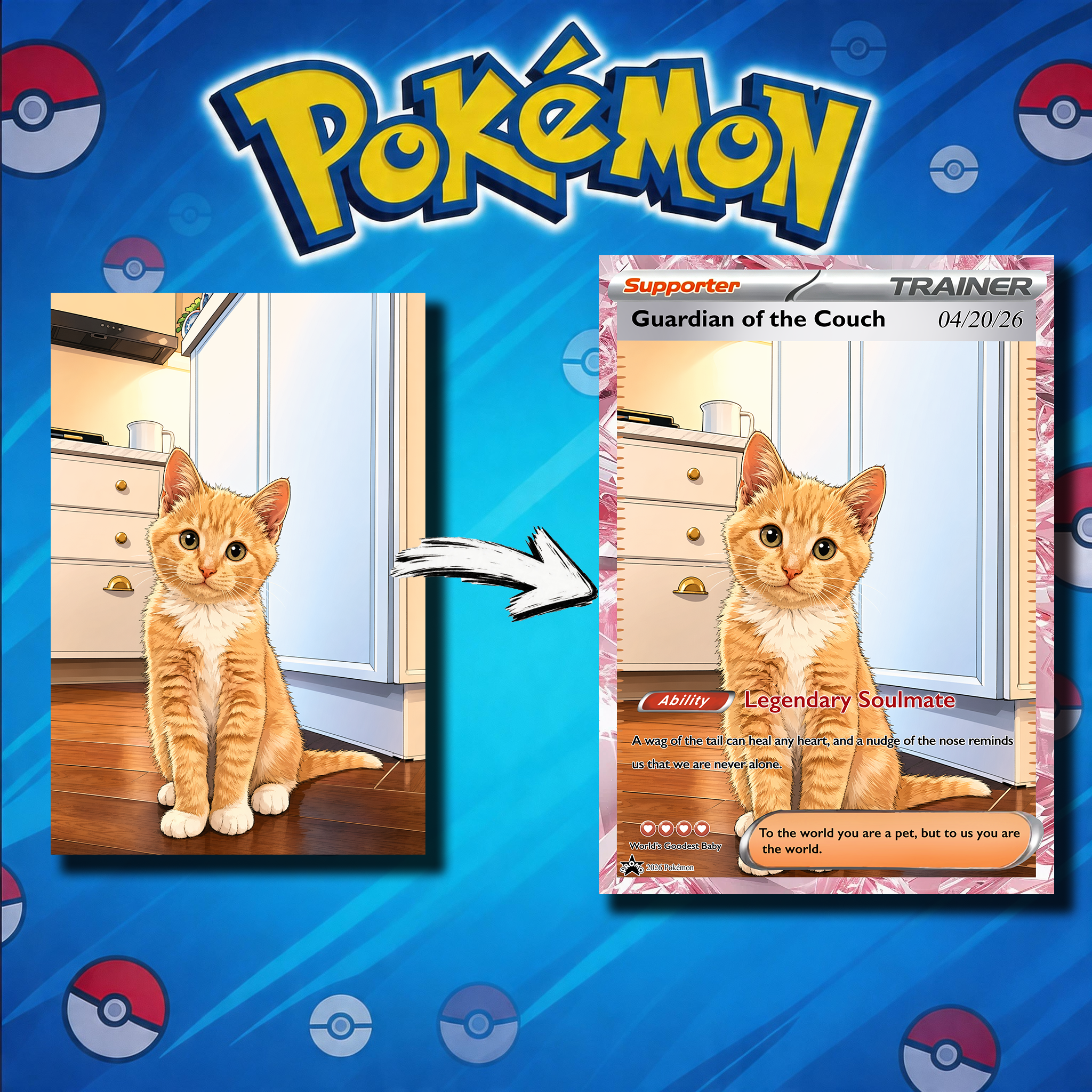 Turn Your Furry Soulmate Into a TRAINER Card - Custom Anime Pet Portrait Gift | Personalized TCG "Best Friend" Keepsake